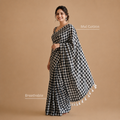 Black Mul Cotton Checkered Saree